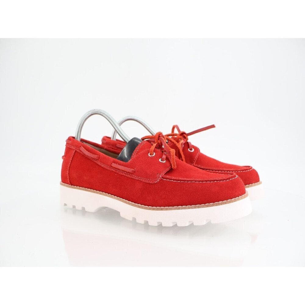 Donald Pliner Harlie Platform Loafer Boat Shoe Slip On Size 10 Red Suede